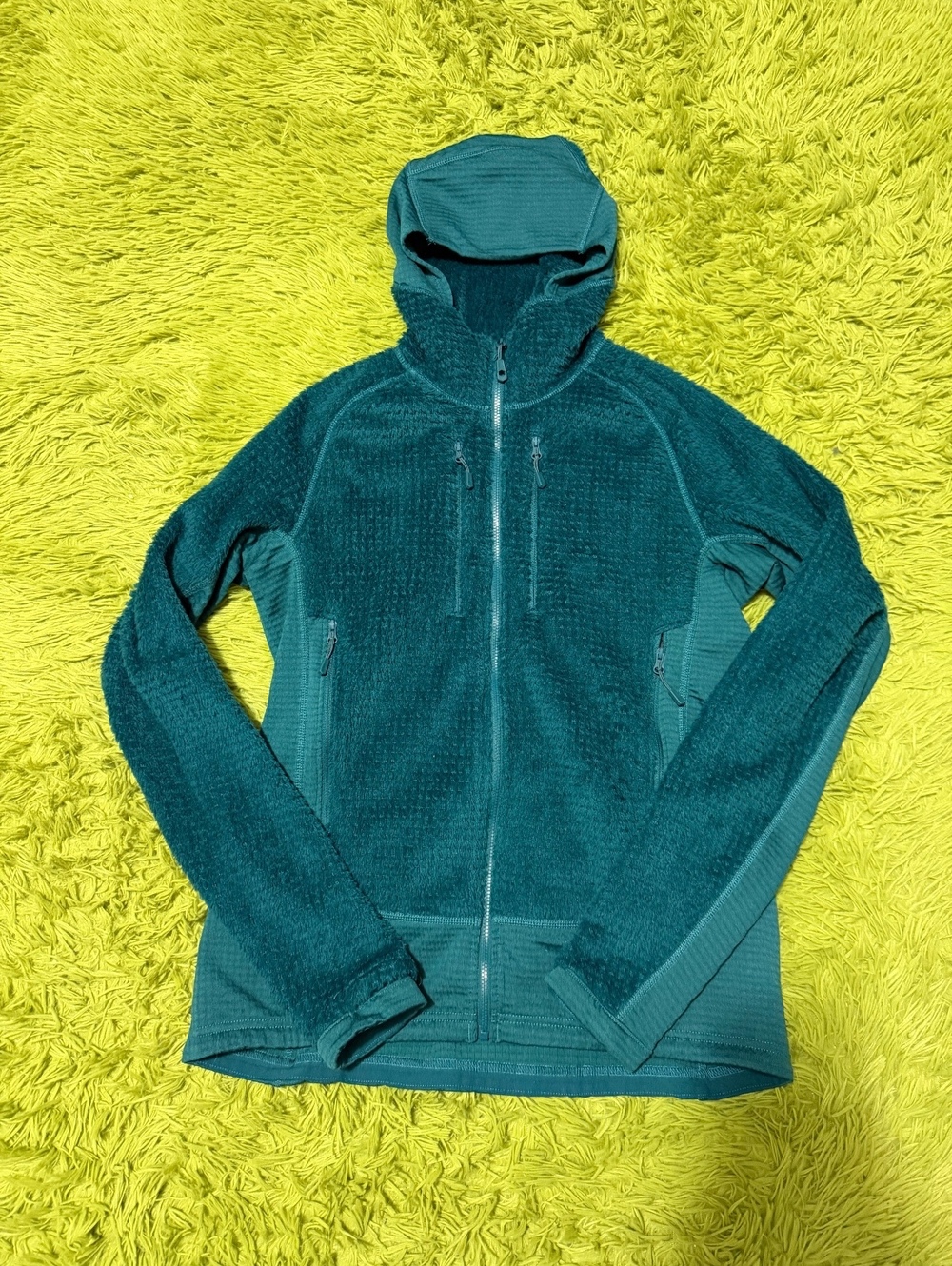 Mountain Hardwear Monkey Grid Hooded Fleece Jacket Women's Medium Dark Teal